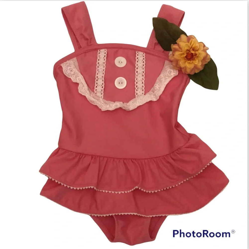 Pink Ruffled Bibbed Swimsuit size 3